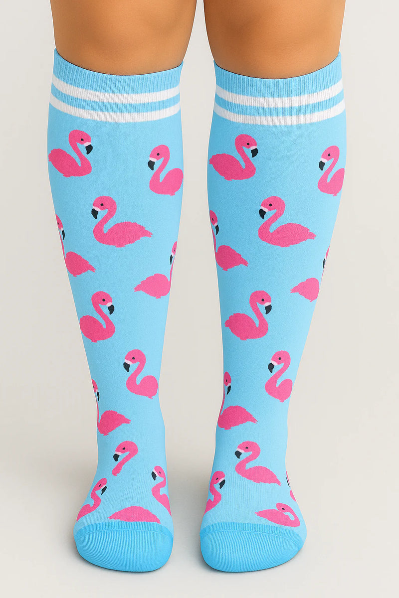 Flamingo Blue Compression Socks