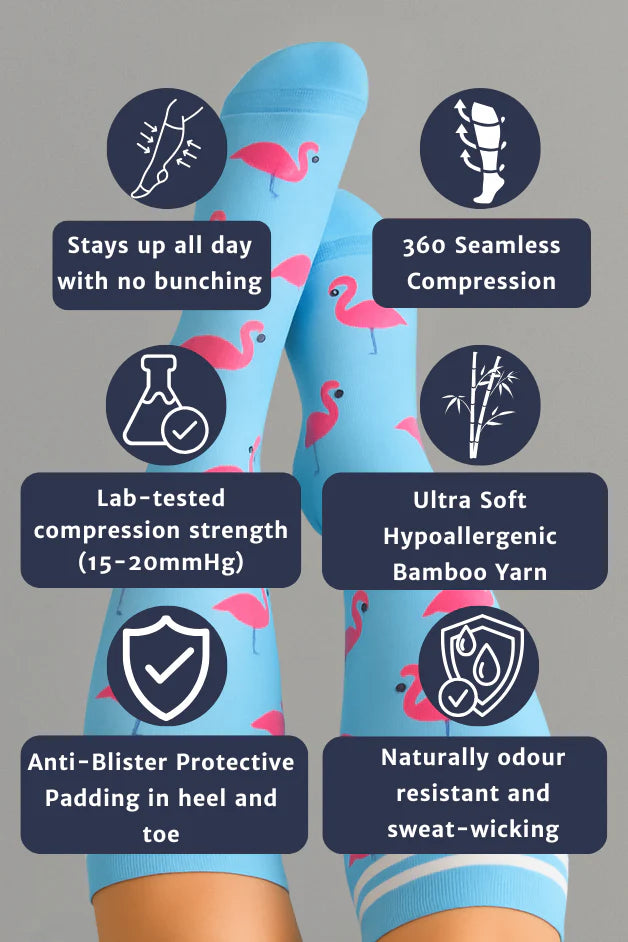 Flamingo Blue Compression Socks