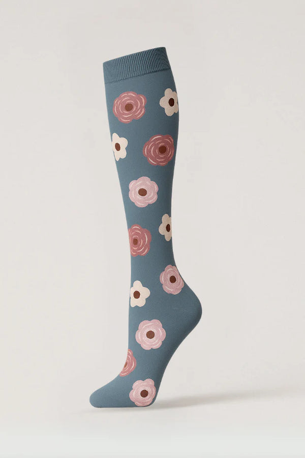 Flowers Grey Compression Socks